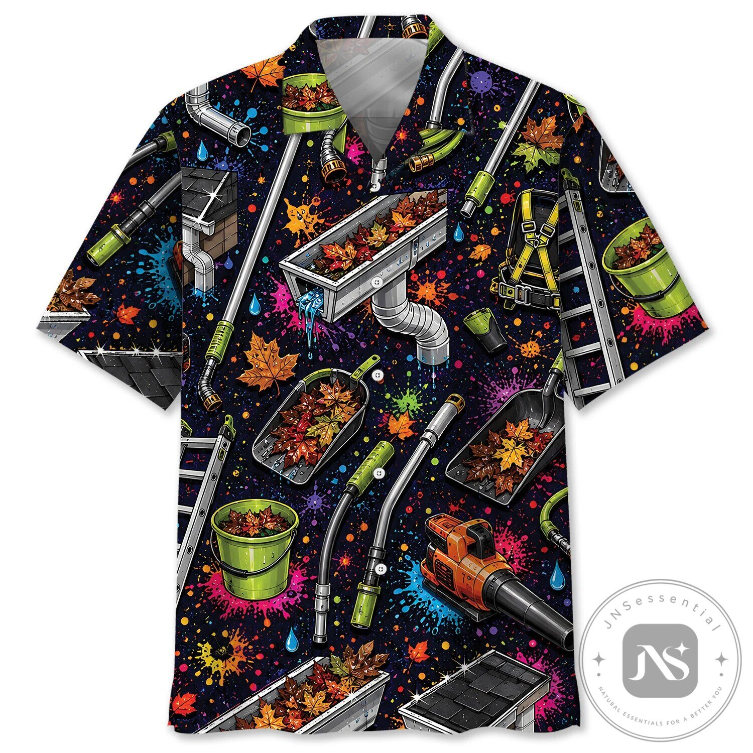 Gutter Cleaning Tools Autumn Leaves Hawaiian Shirt
