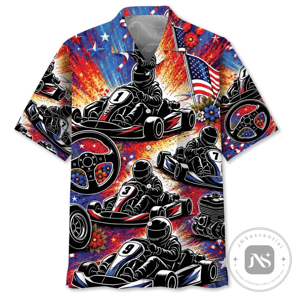 Go Kart Racing American Flag Patriotic Hawaiian Shirt 34 Go Kart Racing American Flag Patriotic Hawaiian Shirt