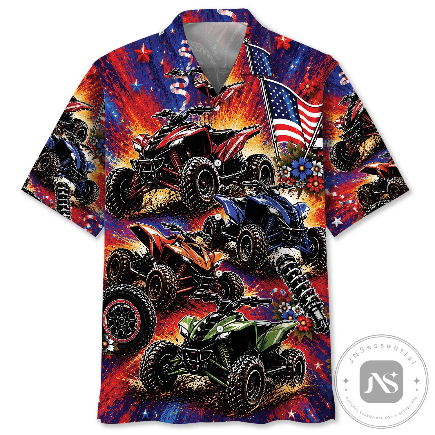 ATV Racing All-Terrain Vehicle Patriotic American Flag Hawaiian Shirt