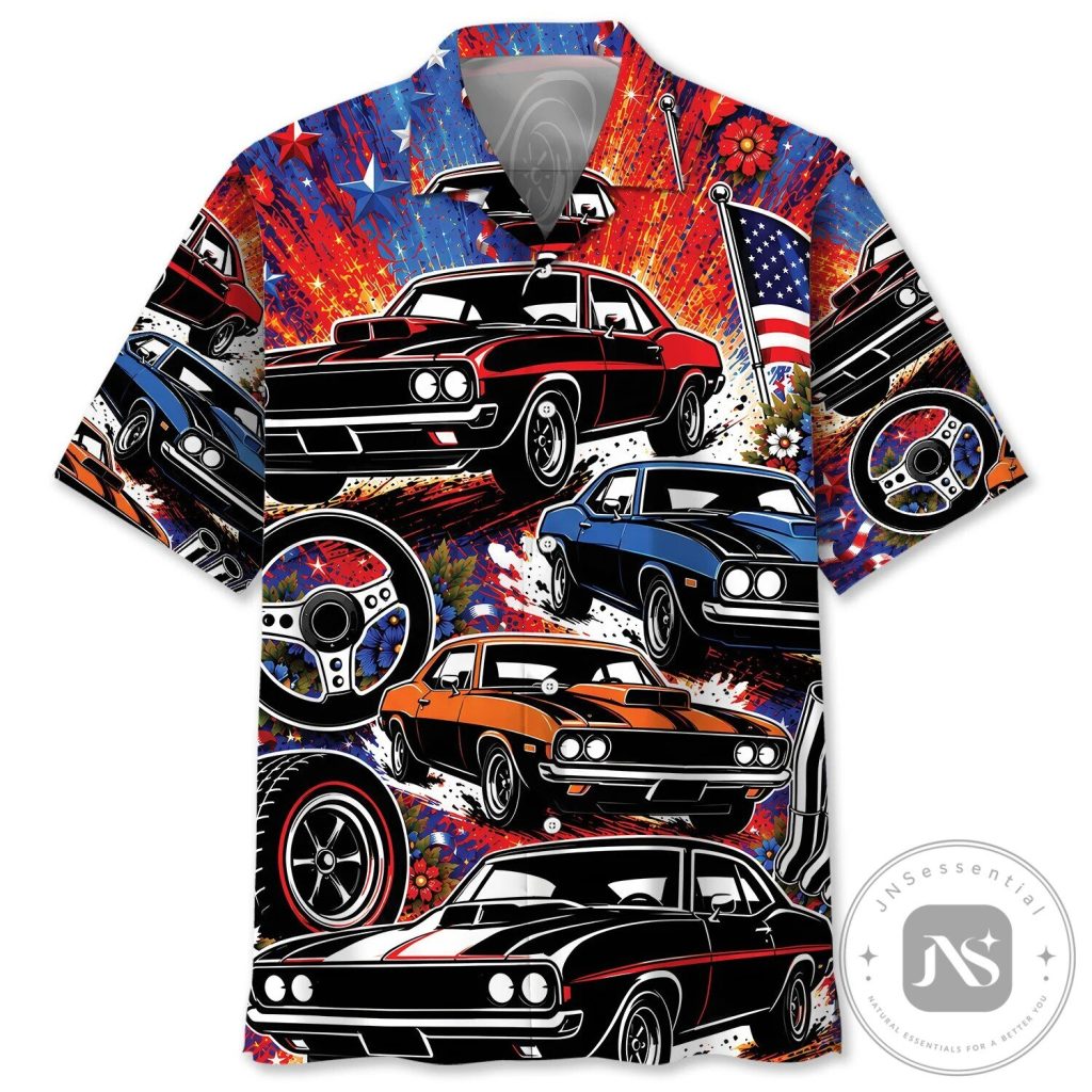 Classic American Muscle Car Racing Vintage Art Hawaiian Shirt 29 Classic American Muscle Car Racing Vintage Art Hawaiian Shirt
