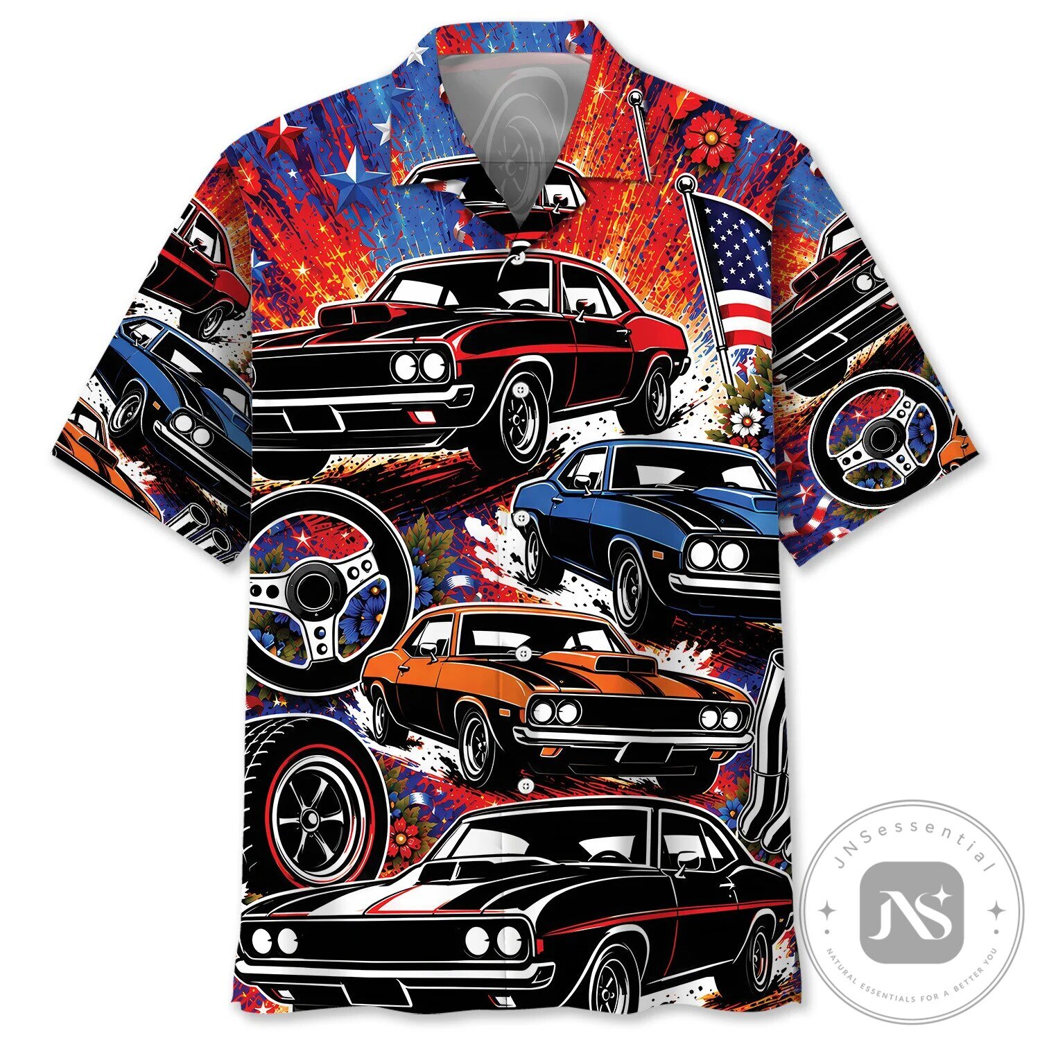 Classic American Muscle Car Racing Vintage Art Hawaiian Shirt