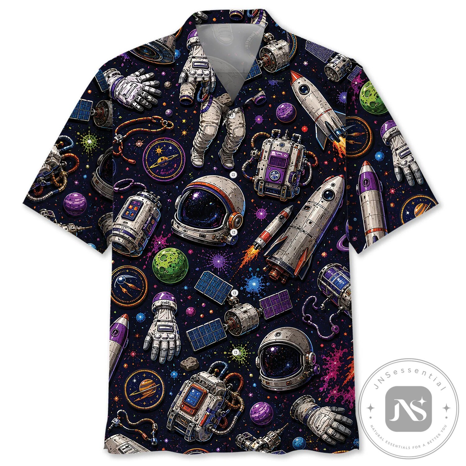 Colorful Space Exploration Hawaiian Shirt for Men and Women