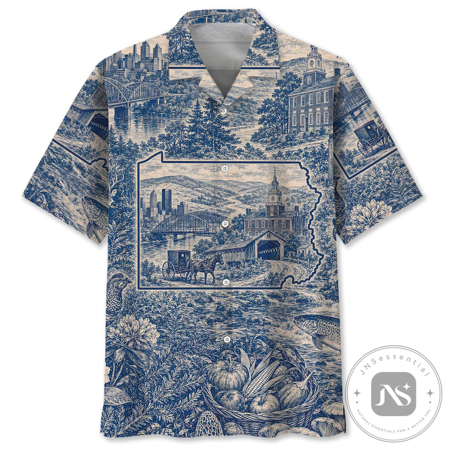 Pennsylvania Toile Vintage Style Hawaiian Shirt