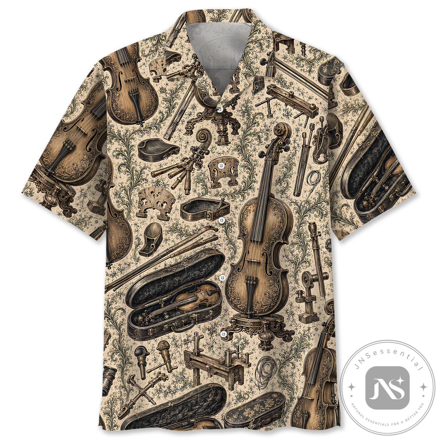 Vintage Violin Musical Instrument Pattern Hawaiian Shirt