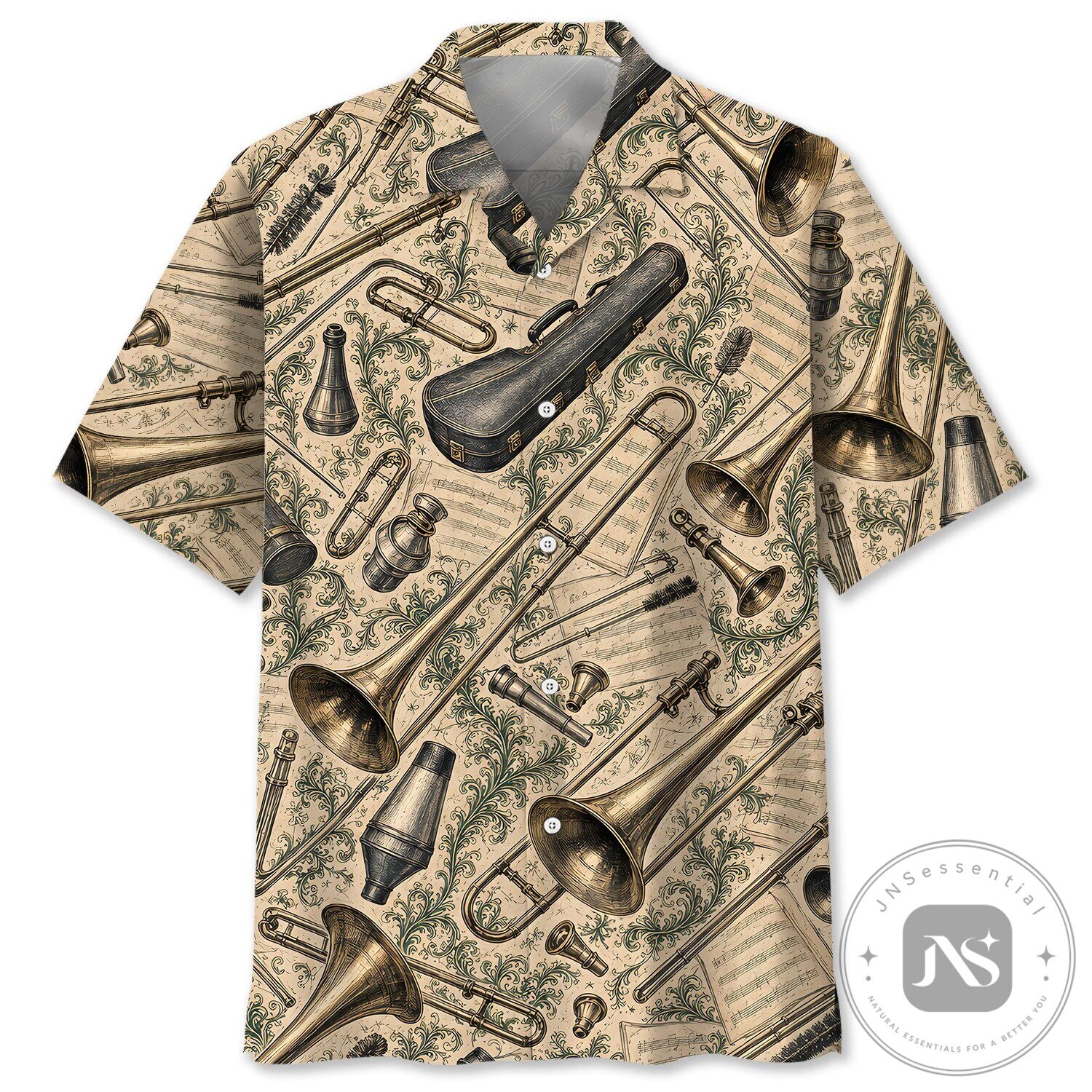 Vintage Trombone Musical Instrument Hawaiian Shirt
