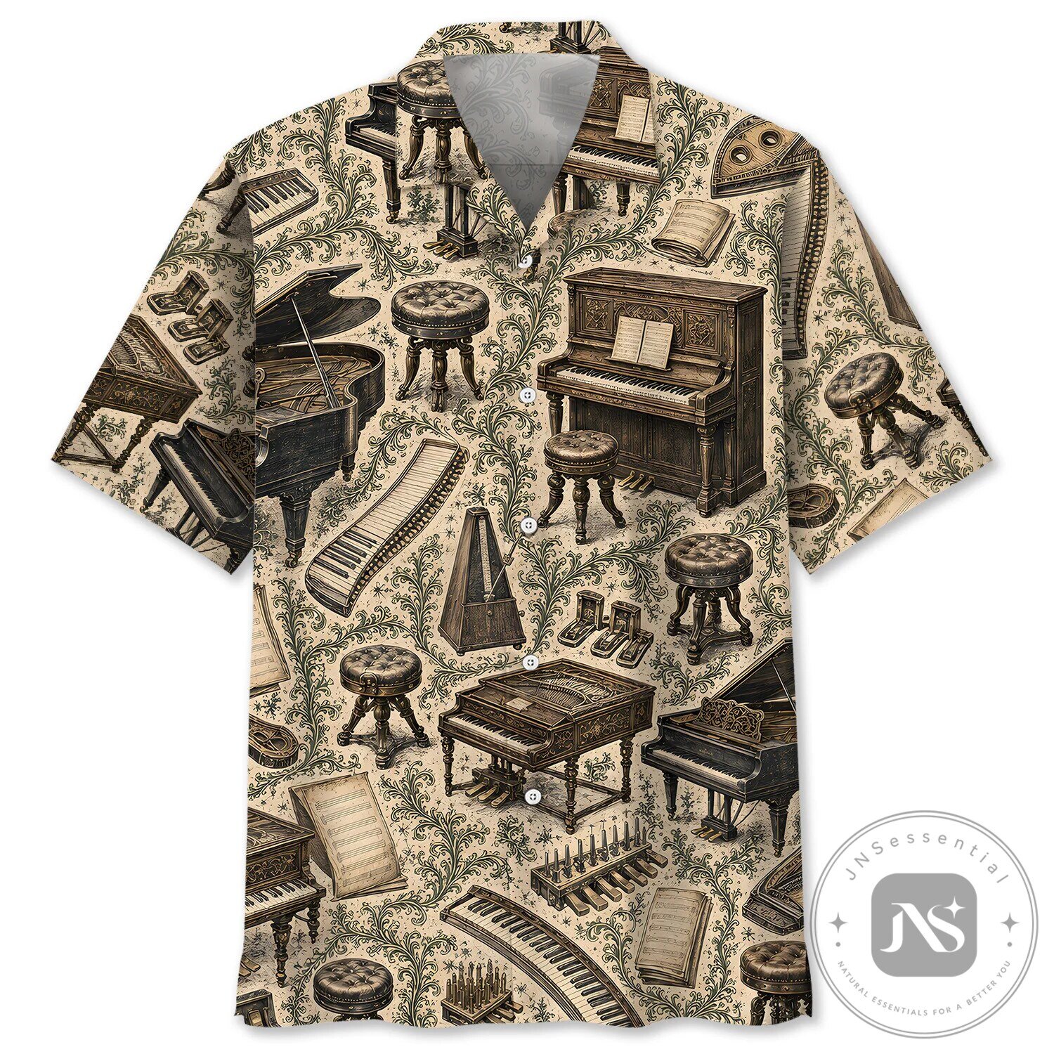 Vintage Piano Musical Instrument Hawaiian Shirt for Men and Women