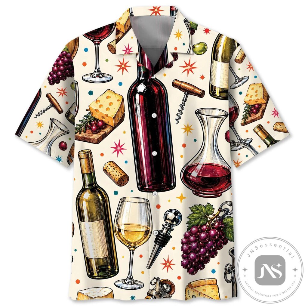 Vintage Wine Bottle And Glasses Pattern Hawaiian Shirt Vintage Wine Bottle And Glasses Pattern Hawaiian Shirt