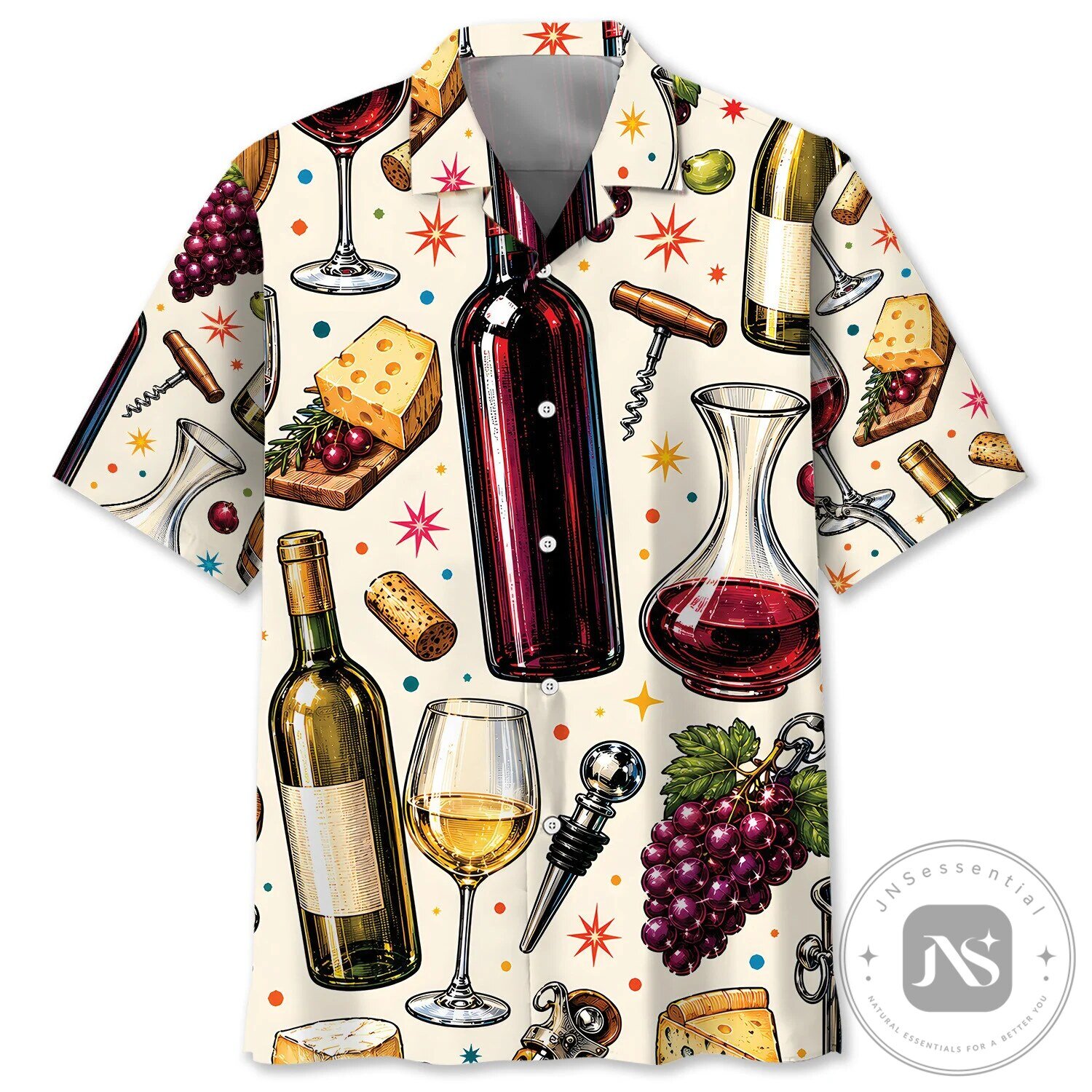 Vintage Wine Bottle And Glasses Pattern Hawaiian Shirt