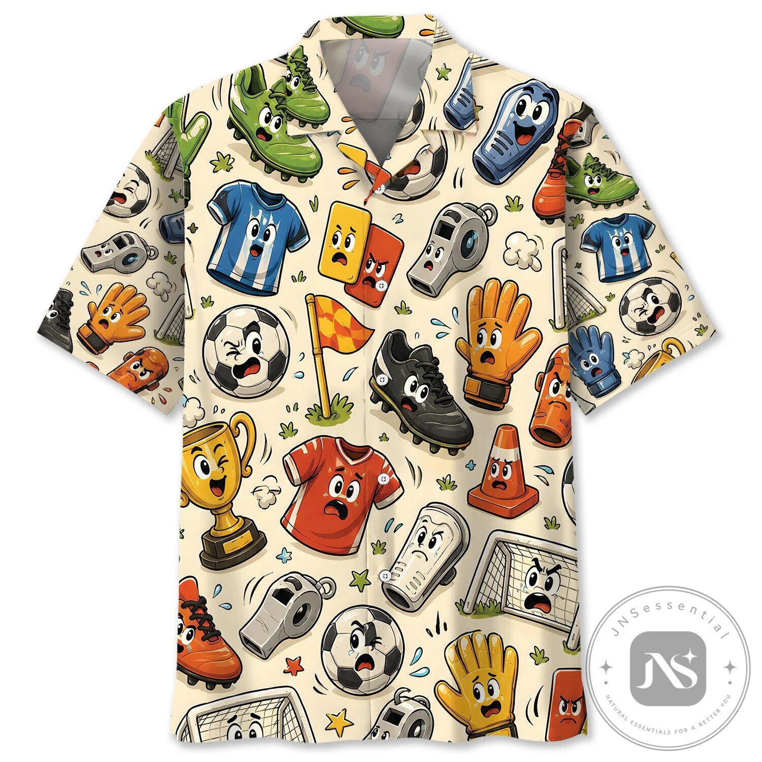 Funny Soccer Ball and Sports Equipment Pattern Hawaiian Shirt