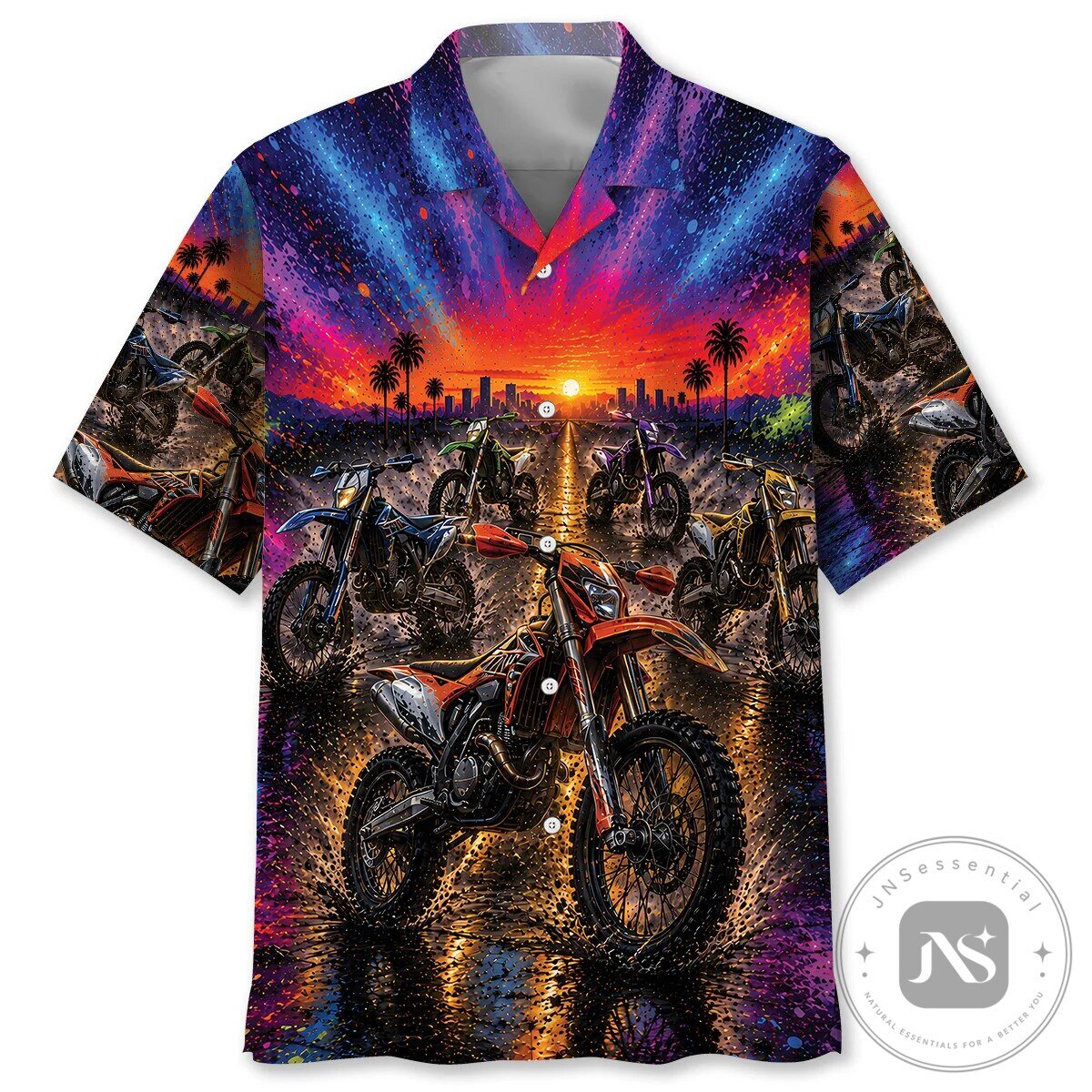 Color Blast Dirt Bike Sunset Cityscape Hawaiian Shirt