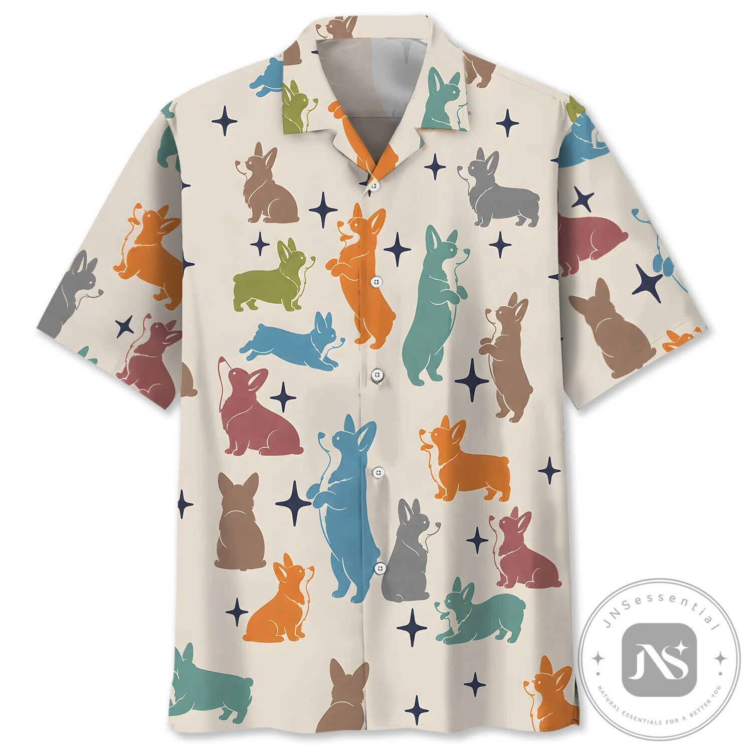 Colorful Corgi Dog Pattern Hawaiian Shirt for Men and Women