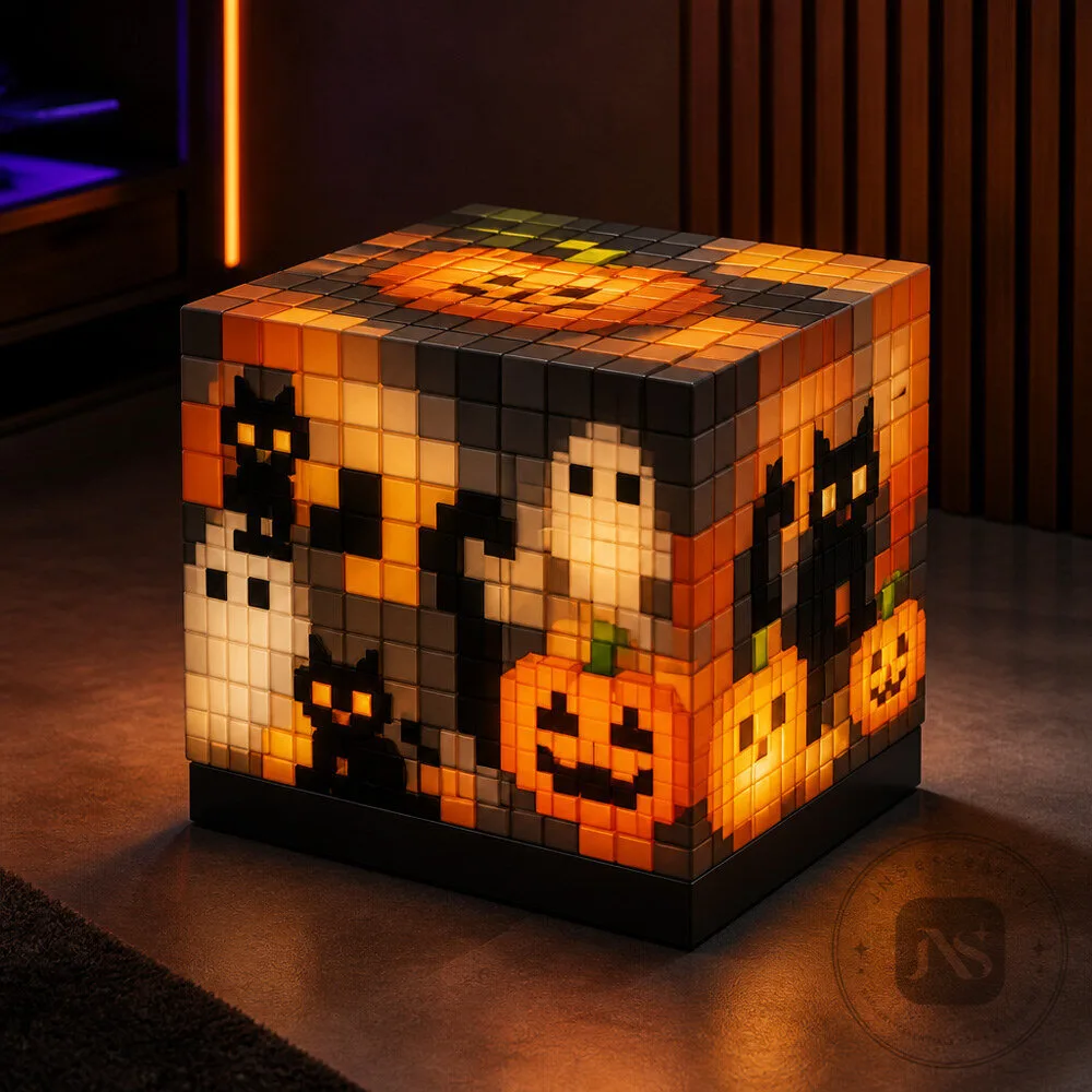 Minecraft x Pixel Block LED Side Table For Halloween Gaming Room Decor