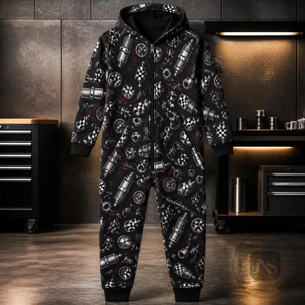 Monster Energy Black Onesie AOP Hoodie Garage Tool Pattern
