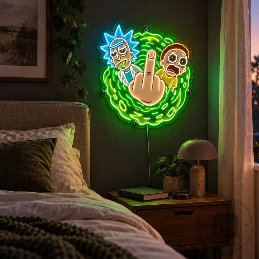 "Top 2026 Pop Culture Gifts: Neon Lights, Masks, and Sneakers" 7 Rick x Morty Portal Middle Finger Neon Wall Light For Decoration