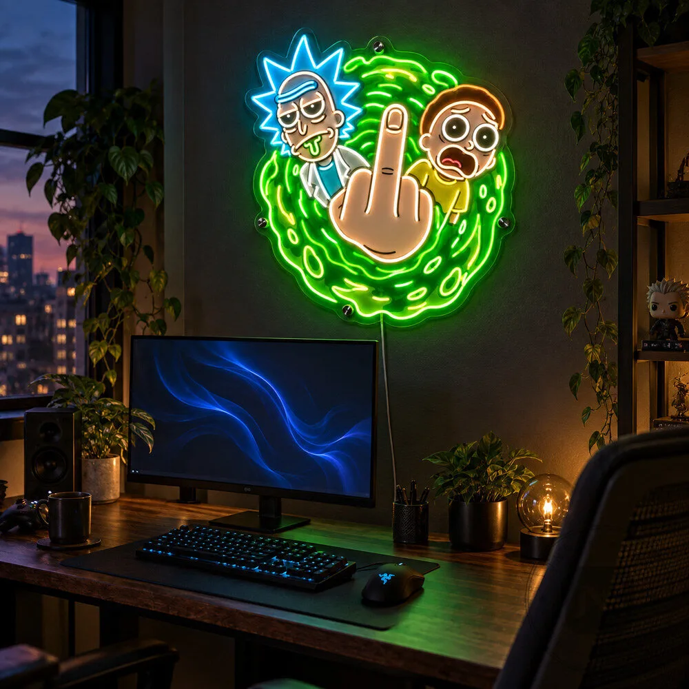 Rick x Morty Portal Middle Finger Neon Wall Light For Decoration 9 Rick x Morty Portal Middle Finger Neon Wall Light For Decoration