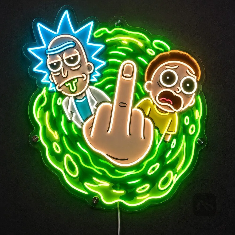 Rick x Morty Portal Middle Finger Neon Wall Light For Decoration 10 Rick x Morty Portal Middle Finger Neon Wall Light For Decoration