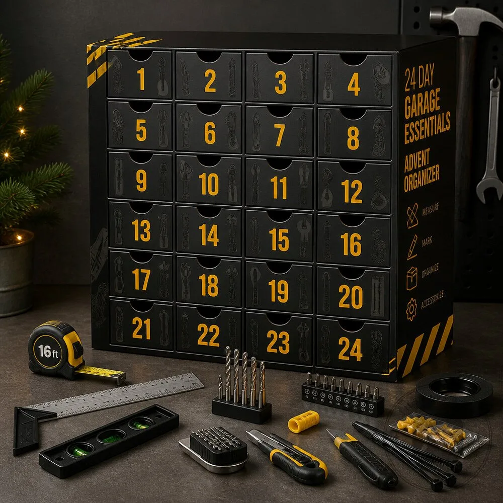 Dewalt Advent Calendar With 24 Garage Essentials for DIY Dads Tradesmen Workshop