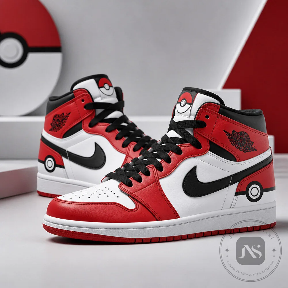 Poke Ball Pokemon Custom Air Jordan Shoes Anime Inspired Sneaker Design