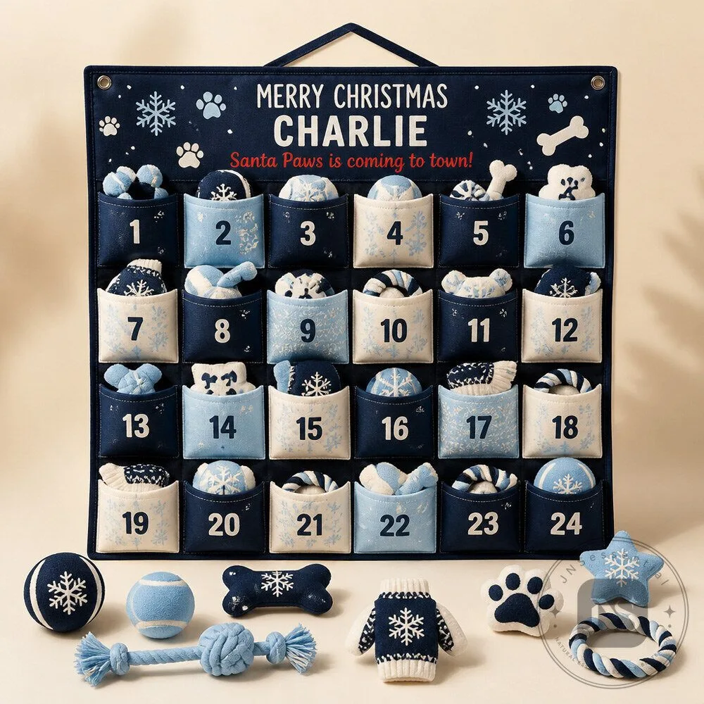 Dog Toy Advent Calendar With Personalized Mini Play Accessories and Holiday Surprises