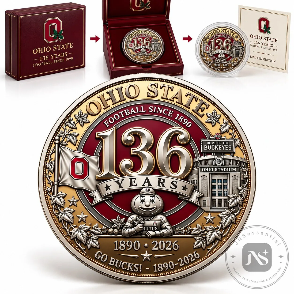 Scarlet & Gray Tradition 136th Anniversary Football Heritage Medallion Ohio State