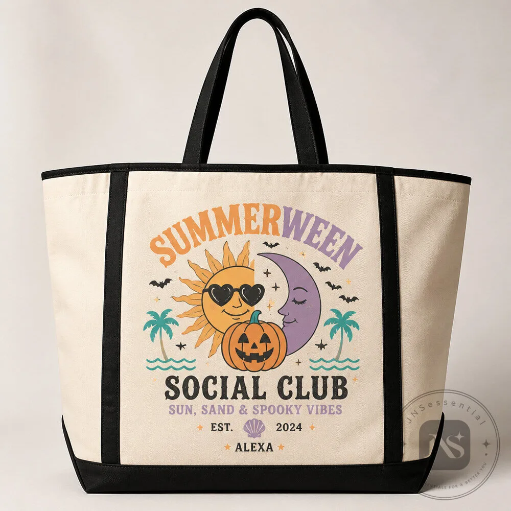 Summerween Social Club Oversized Canvas Tote for Early Halloween Fans