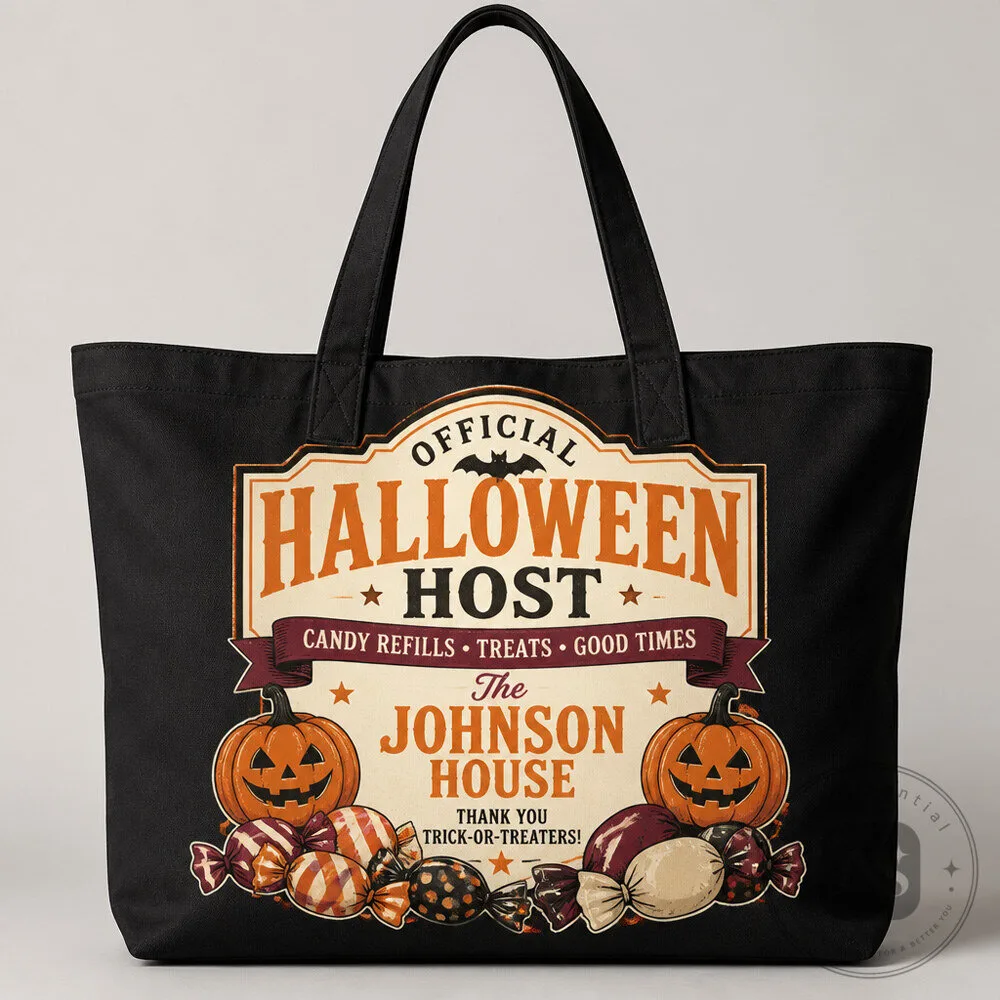 Personalized Halloween Host Candy Tote for Trick-or-Treat Hosts