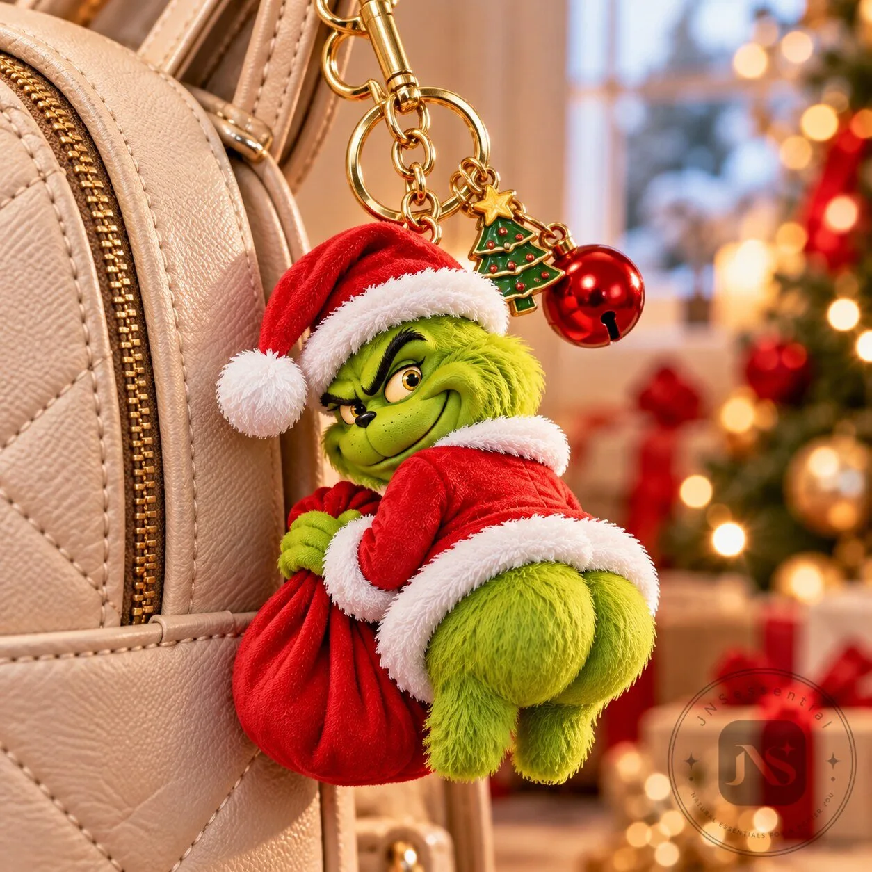 Grinch Butt Christmas Keychain 2026 Funny Plush Holiday Bag Charm Gift